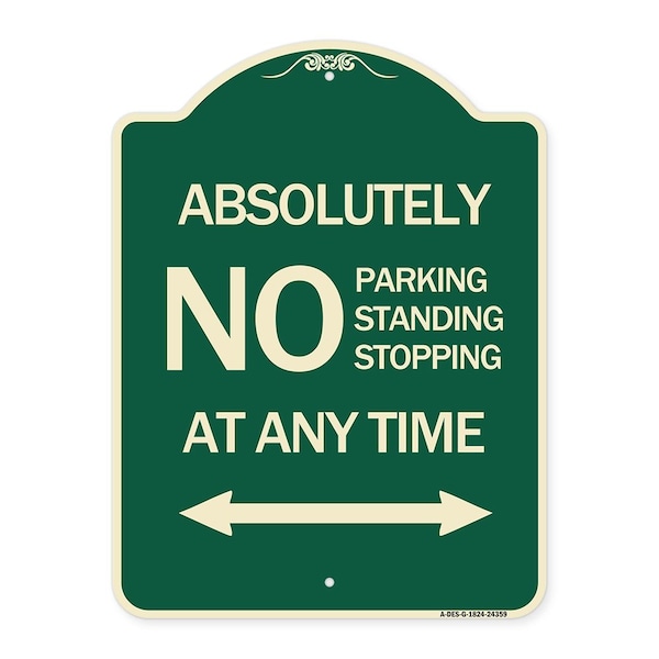 Signmission Absolutely No Parking Standing or Stopping at Anytime with Bidirectional Arrow, A-DES-G-1824-24359 A-DES-G-1824-24359 - main